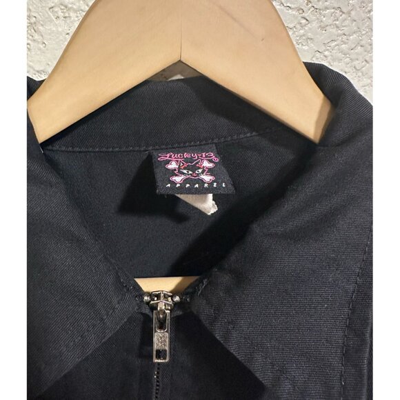 Lucky 13 Vtg 90s Black Collared Lightweight Jacket - Picture 7 of 7